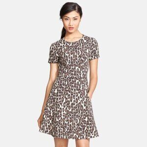 Kate Spade Autumn Leopard Print Fit and Flare Dress Size M/L